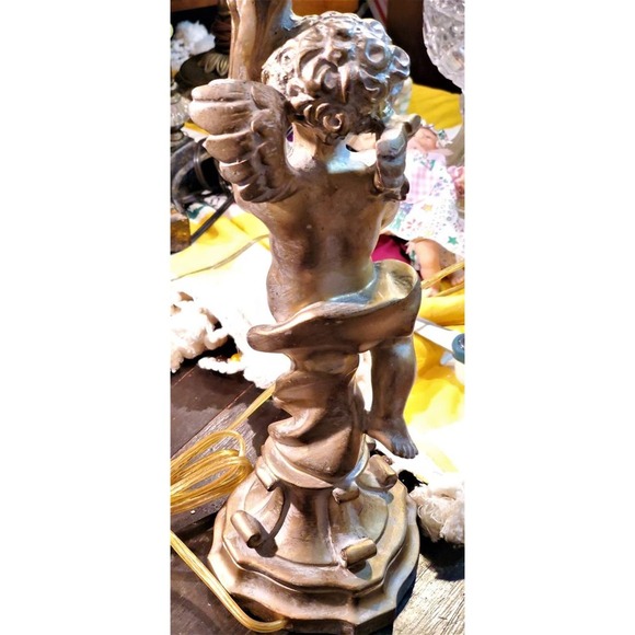 Beaux Arts Regency Cast Vintage Cherub Table Lamp - Picture 3 of 7